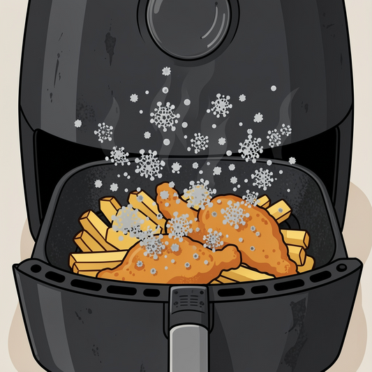 PFAS og mikroplast partikler fra airfryer med non-stick belægning — sundhedsrisiko ved madlavning