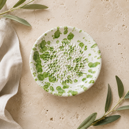 Keramisk Hvidløgsriveplade - Lille, Grøn og Hvid