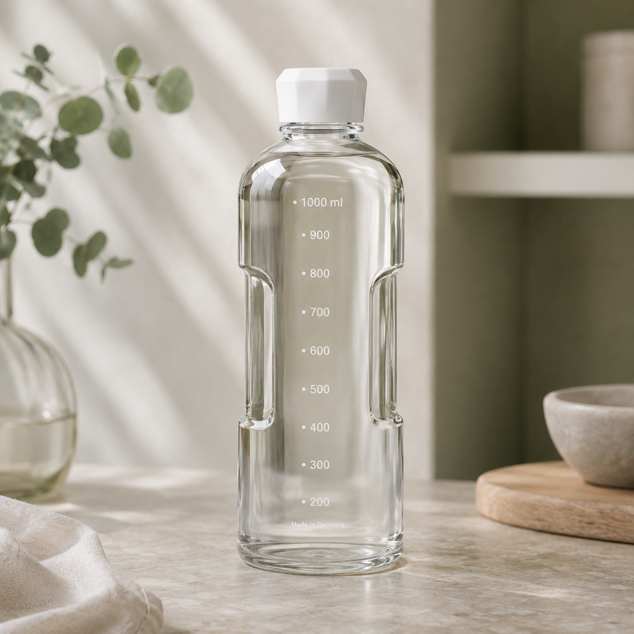 Pure-Living Drikkeflaske i Glas 1000 ml - Hvid