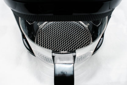 PFAS-fri airfryer 4L set oppefra med rustfrit stål rist i glasskål Pure Living 
perfekt for dit helbred