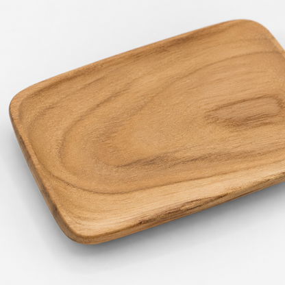 Flad Teaktræsskål, Rektangulær S - 13 x 7 cm