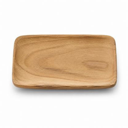 Flad Teaktræsskål, Rektangulær S - 13 x 7 cm