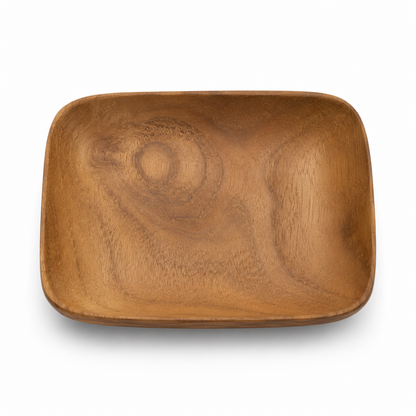 Flad Teaktræsskål, Rektangulær XS - 8 x 6 cm